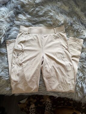 Beige Santiny Equestrian Breeches with Grip Knee Patches
